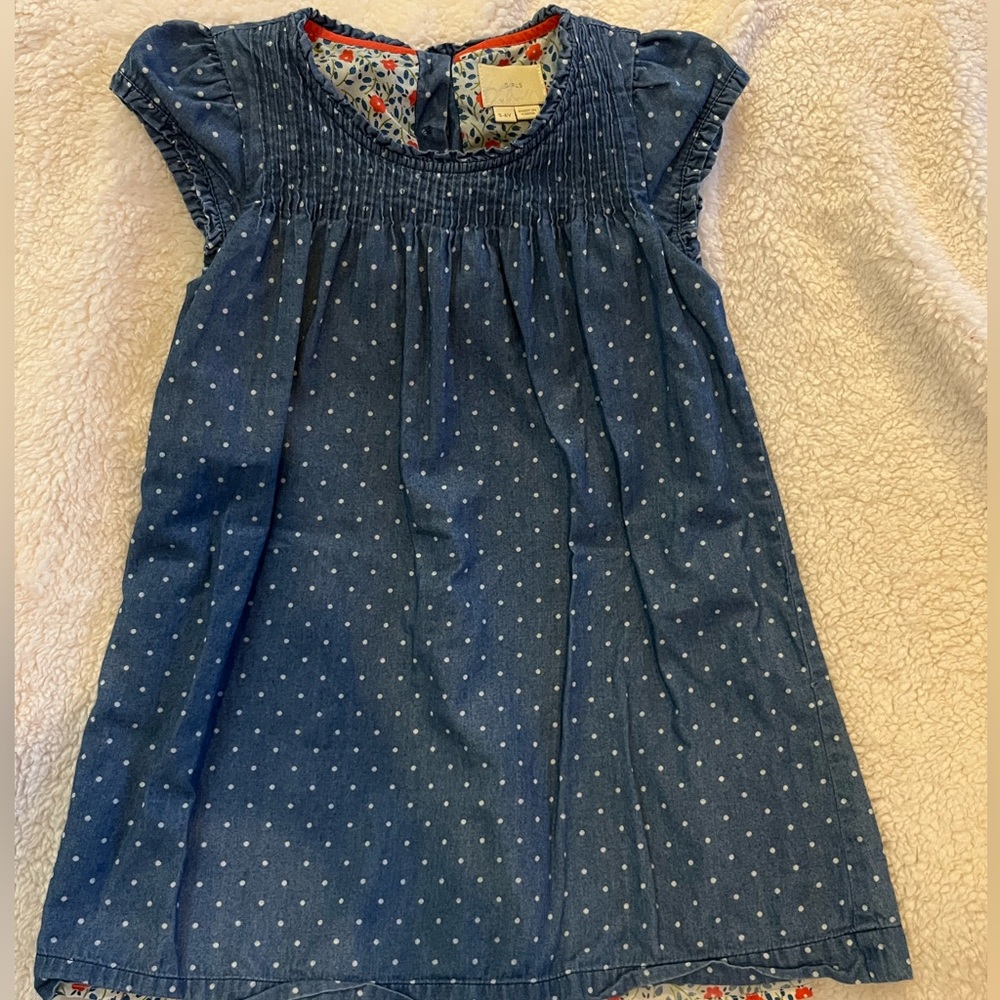 Denim polka dot dress